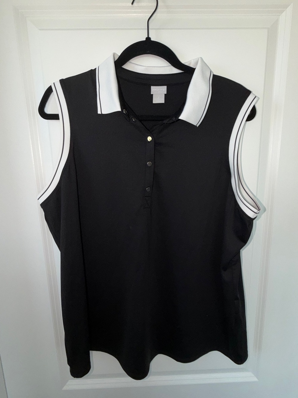 Chico’s Zenergy Black & White Sleeveless Polo Tank Top Size 3 XL